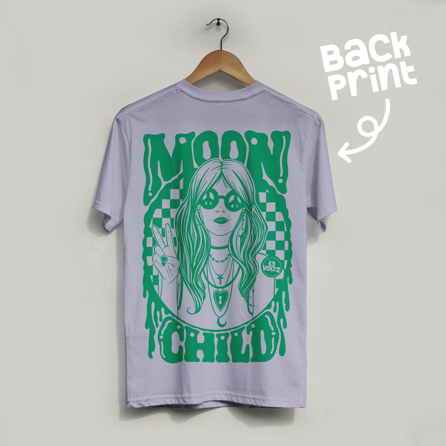 Blue Moon Front and Back Logo Printed Pocket T-Shirt-Small
