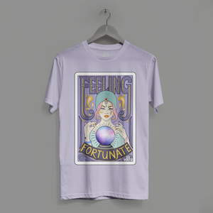 Tarot Feeling Fortunate Illustrated Lilac Tshirt | 13Voltz