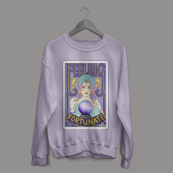 Tarot Feeling Fortunate Illustrated Lilac Sweatshirt | 13Voltz